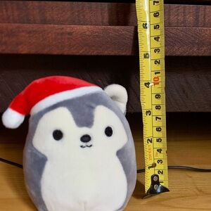 Squishmallows Gray and White Plush with Red Santa Hat